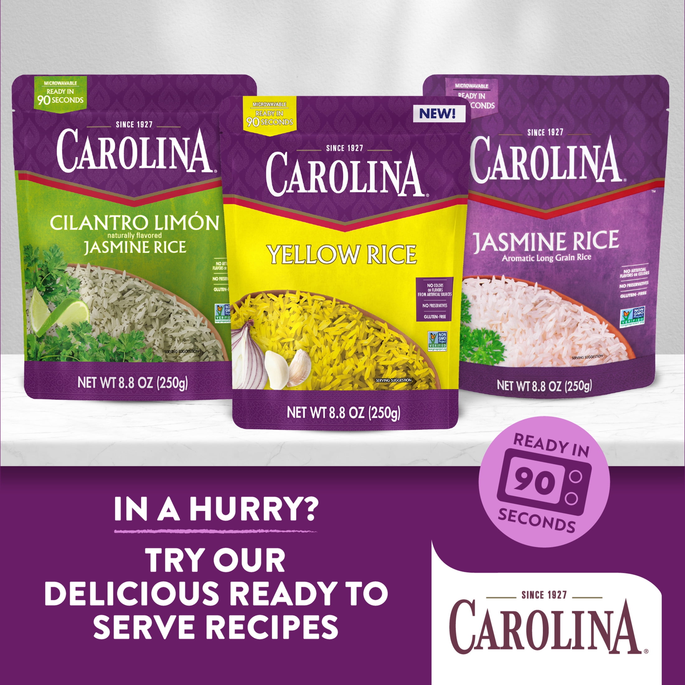 (4 pack) Carolina Jasmine Rice, Thai Fragrant Long Grain Rice, Gluten Free, 20 lb Bag