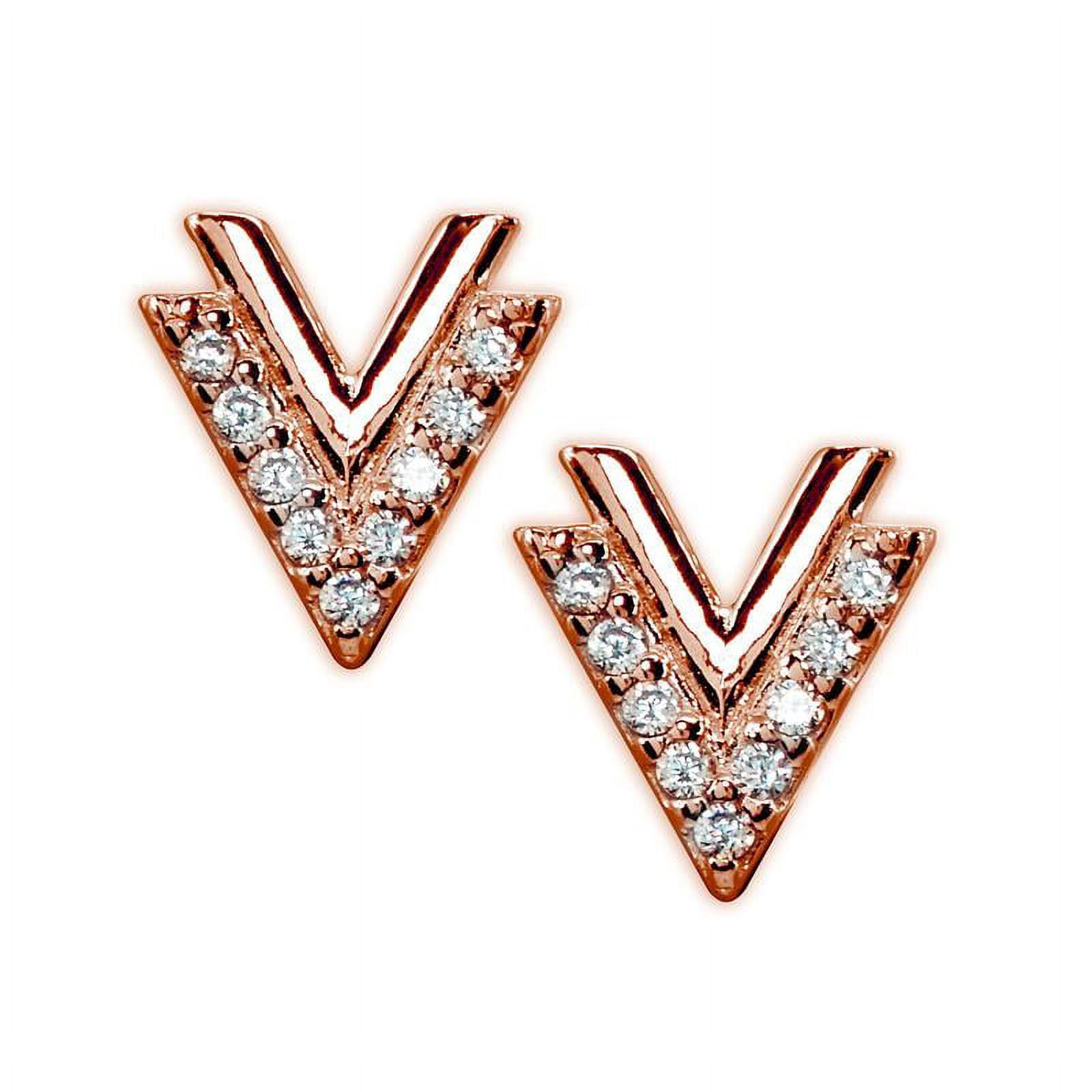 ROSE GOLD PLATED OVER STERLING SILVER CZ V STUD EARRINGS