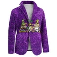 thumbnail image 6 of 2026 Domzest Mardi Gras Mens Blazer Carnival Print Button Suit Jacket Relaxed Fit Festive Party Corduroy Blazer Autumn Trendy Warm Jackets Purple 3XL, 6 of 6