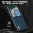 thumbnail image 4 of ELEHOLD for Samsung Galaxy Z Flip5 Slim Leather Protective Case,Vintage Elegant Premium Genuine Leather Shockproof Anti-Scratches Cover for Samsung Galaxy Z Flip 5 2023 5G,Darkblue, 4 of 5