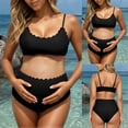 thumbnail image 2 of YUEHUA Maternity Swimsuit High Waist Pregnancy Bikini Sets Twist Cutout Front Two Piece Bathing Suit Maternity Swimwear, 2 of 8