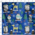 thumbnail image 4 of Soimoi Blue Velvet Fabric Christmas Tree & Penguin Cartoon Decor Fabric Printed Yard 58 Inch Wide, 4 of 5