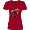 thumbnail image 3 of Inktastic Black Cat, Cat Wearing Witch Hat, Halloween Women's V-Neck T-Shirt, 3 of 5