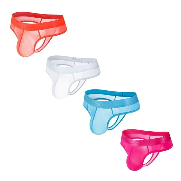 JOCKMAIL 4PCS/Pack Mens Thongs Underwear JockStrap Mens Bikini Underwear Jockstraps for Men Ice Silk Underwear