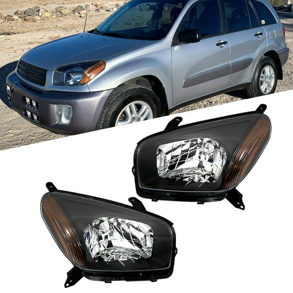 For Toyota RAV4 2001 2002 2003 Black Housing Headlights Halogen Left Right LH RH