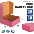 thumbnail image 2 of [25 Pack] Pink Bakery Boxes 8x8x4 Pastry Box for Cupcakes, Desserts, Cookies, Candies Ideal Packaging for Bakeries and Home-made Baked Goods, Favors, and Gifts, 2 of 4