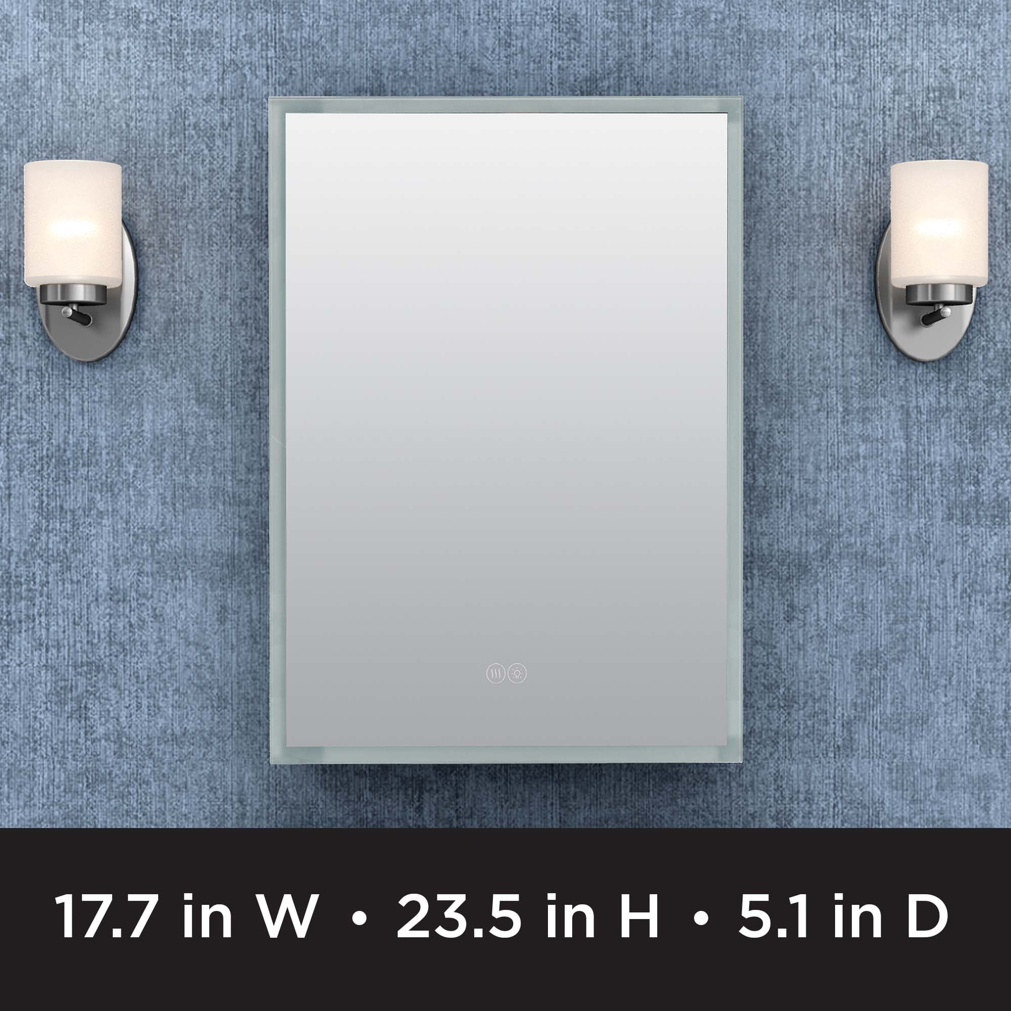 Designer Series by Zenna Home Edge-Lit LED Framed Mirror Medicine Cabinet in Aluminum, with Left-Hinged Door