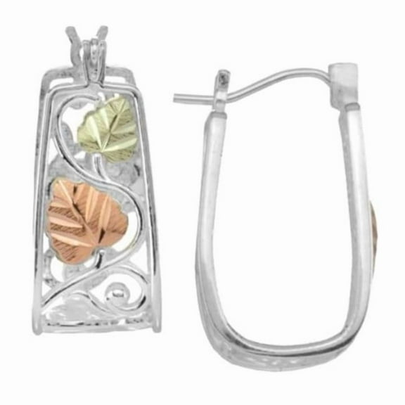 Black Hills Gold on Silver Hoop Earrings