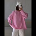 thumbnail image 4 of Camisetas de Larga Extragrandes para Mujer, Camisetas Básicas de Cuello Redondo, Tops de Otoño, Ropa Informal de Entrenamiento Y2K. Rosa M, 4 of 10