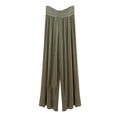 thumbnail image 2 of Blmnix Palazzo Pants Women Plus Size Pants Flowy Pants Bottoms Green High Waisted Wide Leg Long Loose Womens Athletic Pants,M, 2 of 5