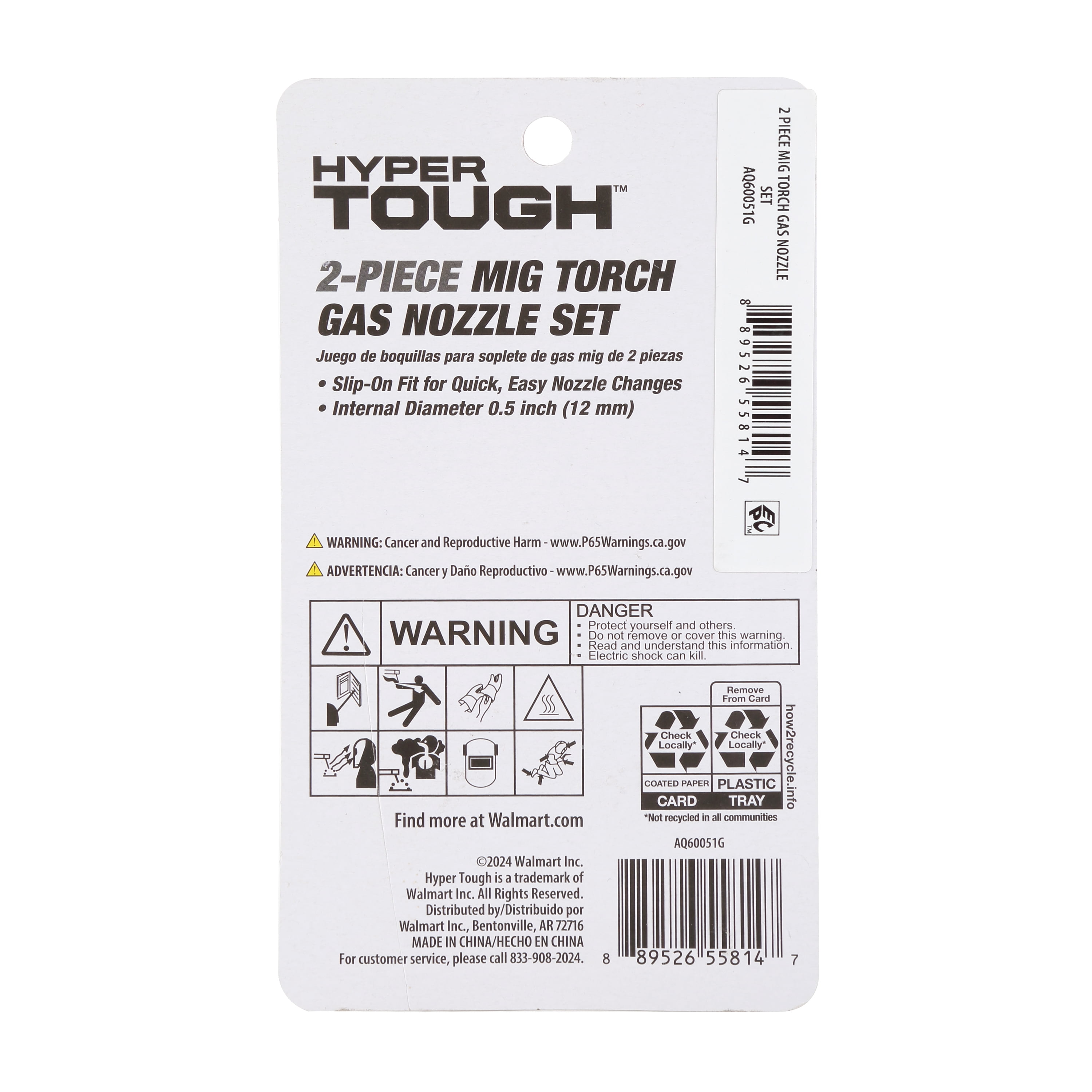 Hyper Tough 2-Piece Gasless Flux Core Nozzle Welding Tip Set