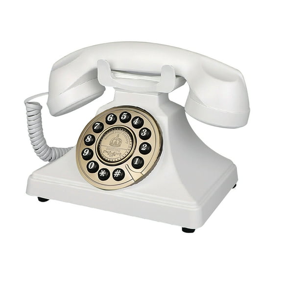 White Vintage Telephone, Corded Retro Landline Phones for Home, Single Line Old Fashion Desktop House Phone with Loud Ringer for Seniors, Classic Antique Phones for Office/Hotel/School