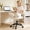 Beige, variant on Betcozy Armless Rolling Office Chair, Compact Tufted Vanity Chair with Height Adjustment, Modern PU Leather Task Chair for Small Office, Beige
