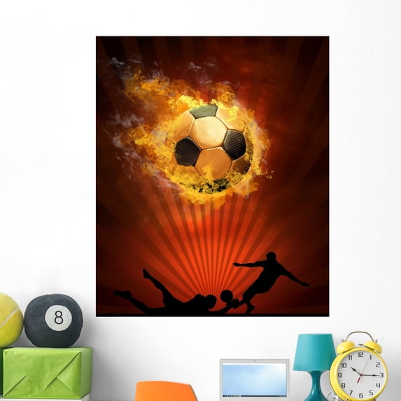 Hot Soccer Ball Speed Wall Mural by Wallmonkeys Peel and Stick Graphic (48 in H x 38 in W) WM74673