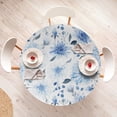 thumbnail image 4 of Ambesonne Floral Design Fitted Round Tablecloth, Winter Chrysanthemum, 56"- 60" Diameter, Lavender Blue White, 4 of 5