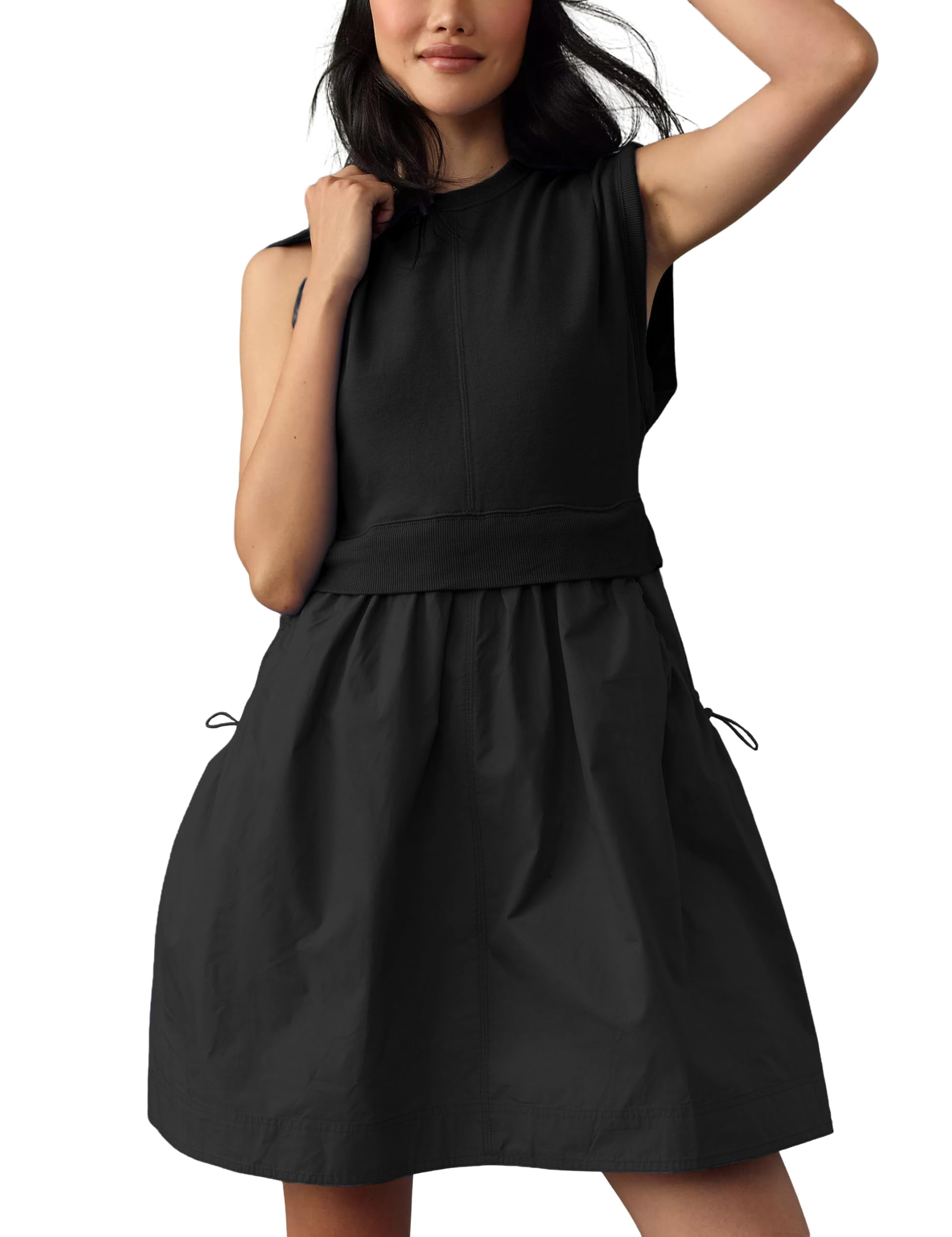 Vestido tipo sudadera sin mangas Majdan negro para mujer XS