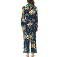 thumbnail image 3 of INSPIRE CHIC Womens Silk Pajamas Set Long Sleeves with Pants Lounge Satin Sleepwear XS Blue, 3 of 6