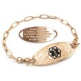 thumbnail image 1 of MedicEngraved Rose Gold Stainless Steel Custom Medical Alert Bracelet - 4mm Paperclip Link, 1 of 7
