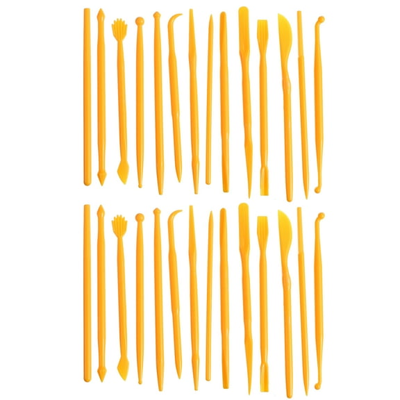 2 Sets/28pcs Polymer Clay Clay Tools Pottery Tools Child 11.5x0.5x0.5cm Yellow