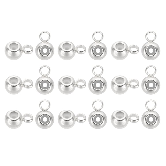 Uxcell 40 Pcs Stopper Positioning Spacer Beads, 5mm Adjustable Slider Clasps Round Beads with Loop Metal Loose Beads for Bracelets Necklace Jewelry Making DIY Craft, Silver Tone