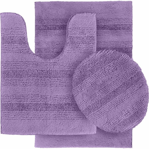 Garland Rug Essence 3 Piece Nylon Washable Bathroom Rug Set Purple