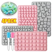 4 Packs Cartoon Silicone Molds for Chocolate, Non-Stick Silicone Gummy Candy Molds Fruit Theme Ice Cube Tray Gelatin Biscuit Cookie Baking Mold