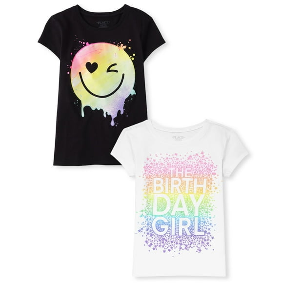 Camiseta The Children's Place para niñas con gráficos variados, paquete de 2