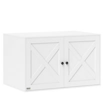 Cat Litter Box Enclosure with Barn Door, White - Hidden Furniture, Cat Restroom & Side Table, Fits Up to 22lbs, 31.5" x 20.9" x 19.7"