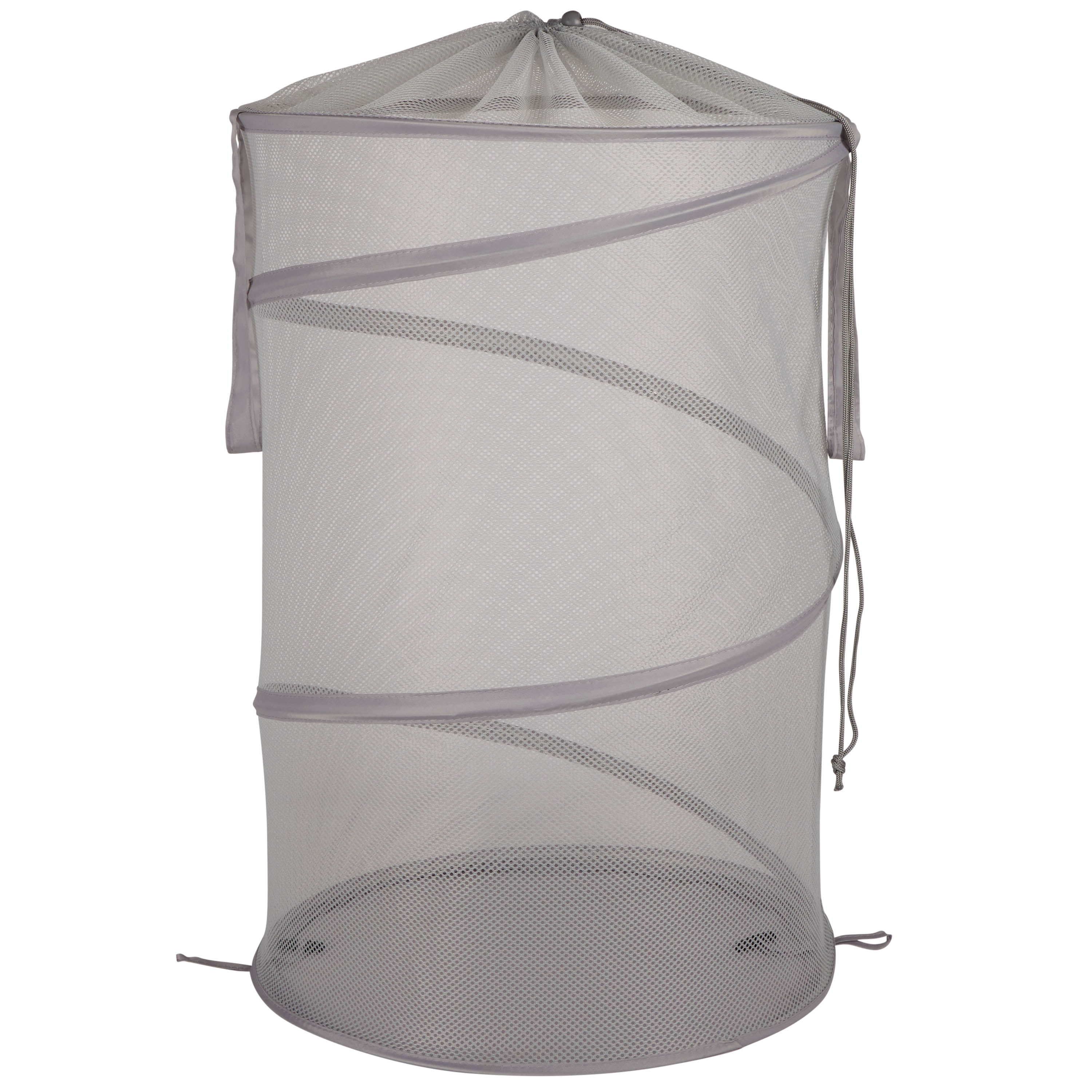 (3 pack) Mainstays Easy Carry Handles Laundry Hamper with Cinch Top, Soft Silver