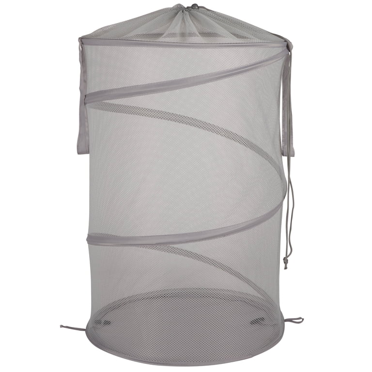 Mainstays Pop-Up Laundry Hamper With Cinch Top, Silver photo 1