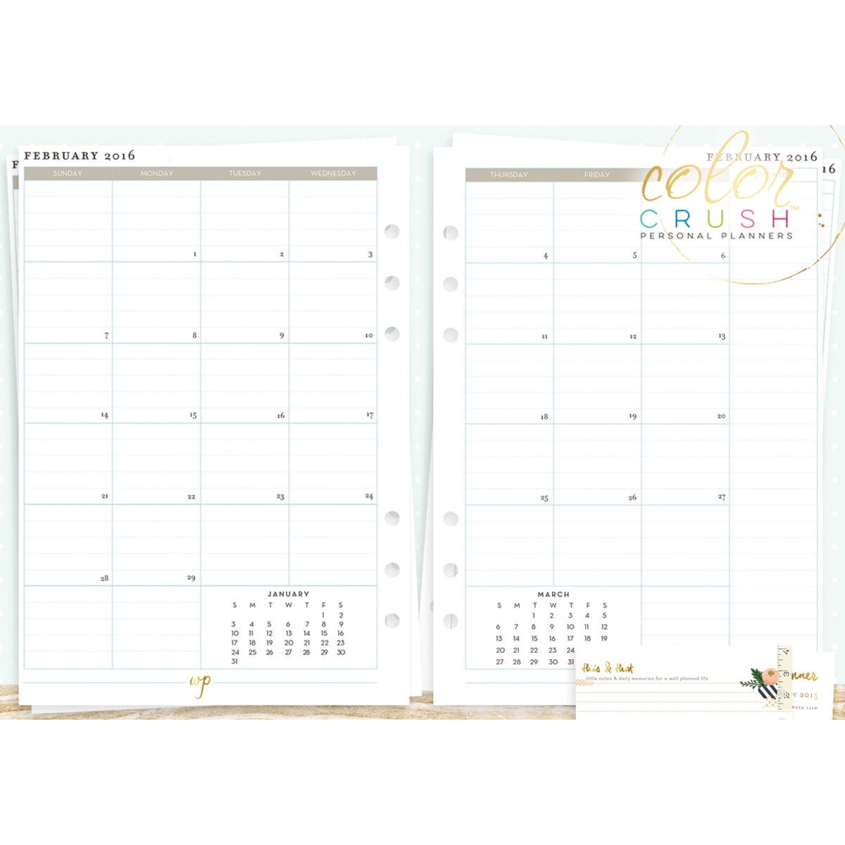 Color Crush A5 Personal Planner Calendar Inserts 15 Months W Month Walmart Com