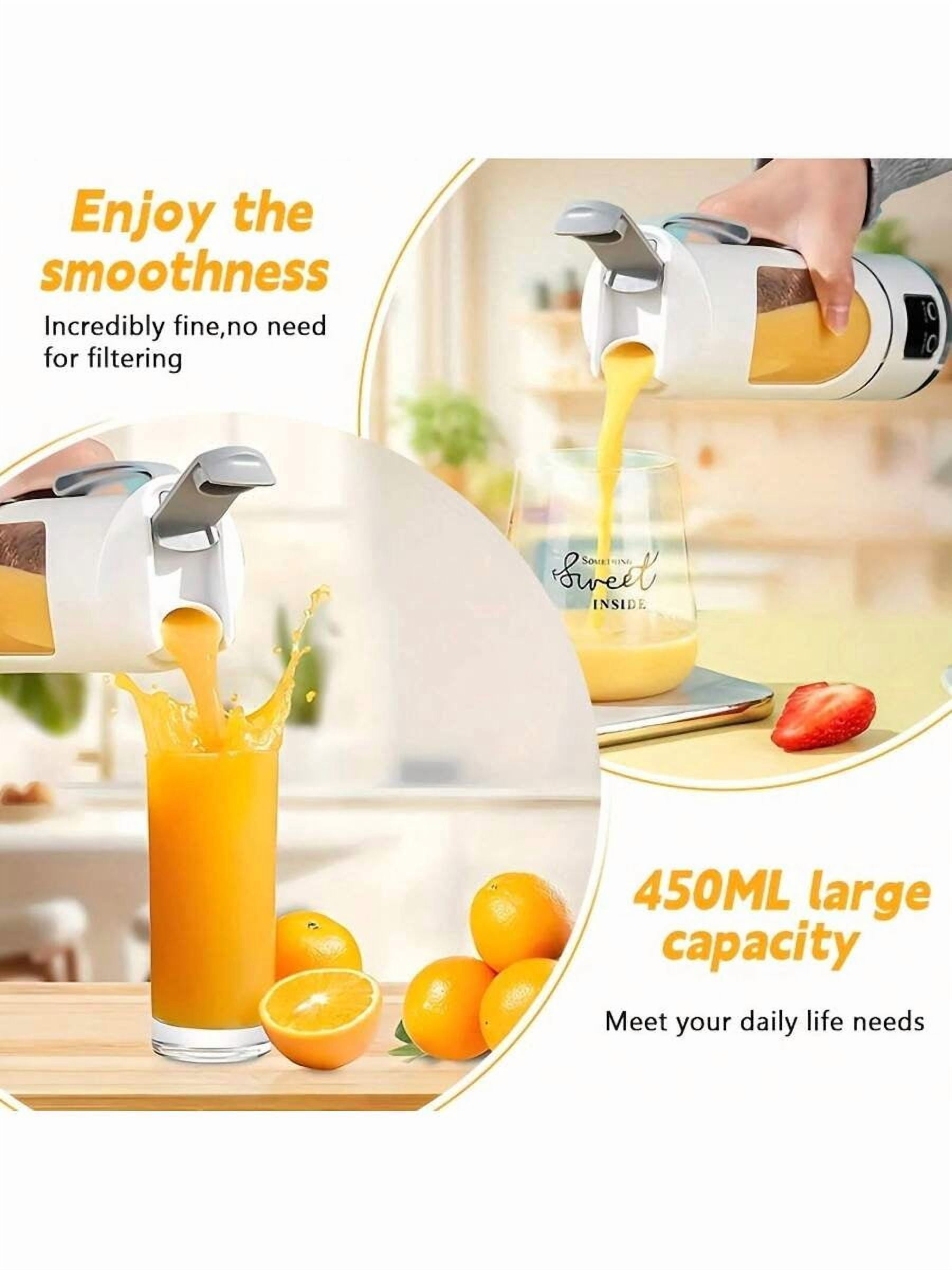 USB Rechargeable Juicer Blender Cup, 450ml Portable Electric Juicer for Smoothies, Juice, Ice & Puree, Mini Kitchen Blender for Home Dorm Travel