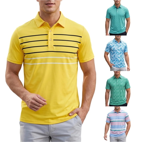 JAJAHO Polo Shirts For Men Summer Quick Dry Short Sleeve Turndown Collar Casual Breathable Wicking Shirts Comfy Tops