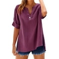 thumbnail image 2 of Loose Solid Color Women's Shirt - Stand Collar, Long Sleeve, for Casual and Festival Wear, L, Red, 2 of 8