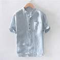 thumbnail image 2 of Mens Shirts Short Sleeve Button Down Casual Linen Shirts Summer Hawaiian Lapel Blouses Business Work Office Smart Tshirt Lightweight Loose Holiday Shirts ClearanceSize M-3XL, 2 of 8