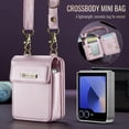 thumbnail image 3 of ELEHOLD Universal Mini Bag Wallet Phone Case, Luxury PU Leather RFID Blocking Card Holder Magnetic Snap Mini Bag Wallet Phone Case with Strap for Samsung Z Flip 7/6/5/4/3 Moto Razr/Air Pods,Pink, 3 of 11