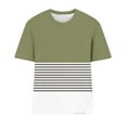 thumbnail image 2 of Womens Summer Tops Crew Neck Short Sleeve T Shirt Color Block Striped Tee Tops Fashion Loose Casual Travel Clothes, 2 of 3