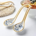 thumbnail image 4 of Kiibsot 4pcs Asian Soup Spoon Ceramic Ramen Spoons Korean Spoons Porcelain Japanese Soup Spoon for Ramen Noodles Pho Miso Dumpling, Curved Handle,6.3in, 4 of 6
