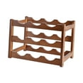 thumbnail image 1 of Estante de madera para vino, material grueso, decoración, duradero, exhibición de vino tinto, soporte para vino 3 capas 9 botellas, 1 of 9