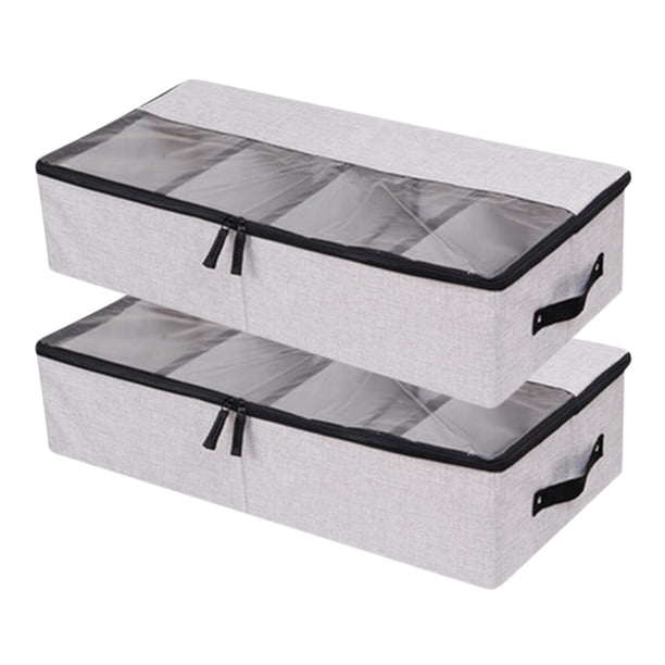 Fiudx Ofertas del día Caja de zapatos con compartimento plegable, bolsa de almacenamiento, Caja de almacenamiento transparente de tela gruesa, 2 uds.