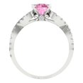 thumbnail image 4 of 1.42 ctw Solitaire with Zirconia Diamond Accents Anniversary Ring for Women | Round Cut Simulated Pink Diamond | Hyperallergenic Solid 14K White Gold, 4 of 5