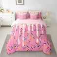 thumbnail image 2 of Feelyou Pink Birthday Cake Bedding Comforter Set 7-Piece, Yummy Cartoon Dessert King Bedding Sets, Teen Girl Boy Kid Reversible Bed Sheets, Super Cozy Room Decor, 2 of 7
