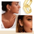 thumbnail image 5 of Alexcraft  Hoop Earrings for Women 14K Gold Plated Small Square Trendy Silver Chunky Geometric Minimalist Hoops for Women Gift for Mom, 5 of 7