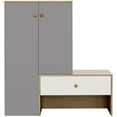 thumbnail image 3 of 12 Pair Shoe Storage Organizer with Bench, 43.25''H Shoe Cabinets with Drawer, 6-Tier Shoe Rack with Adjustable Shelves for Entryway Hallway Closet, White & Gray , 3 of 5
