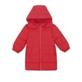 thumbnail image 3 of BRGZLK Boys Coats Lightweight Padded Coat Solid Color Long Sleeved Zipper Hooded Windproof and Warm Mid-length Style Winter Outwear with Pocket Red 3-4 Years, 3 of 4