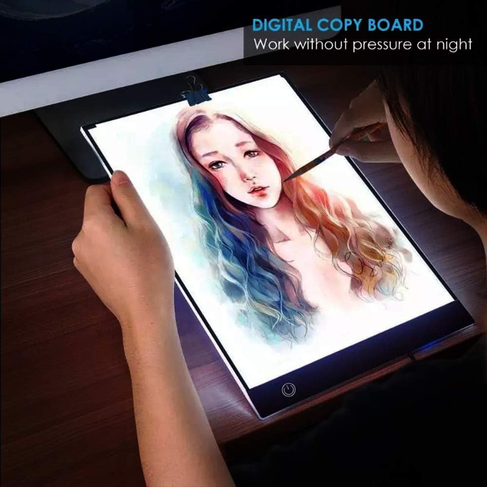 SONGAUN Light Box Drawing A4 LED Light Pad, Ultra-Thin Adjustable Brightness Light Box, Rechargeable Light Up Tracing Pad, Light Pad for Diamond Painting Sketching Stencilling Designing X-ray Viewing