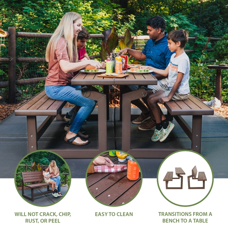 Lifetime Convertible Bench to Picnic Table, Mocha Brown photo 4