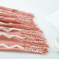 thumbnail image 4 of Bourina Fluffy Chenille Knitted Fringe Throw Blanket, Lightweight Soft Cozy Bed Sofa Chair Blanket, Coral Pink, 50" x 60", 4 of 7
