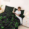 thumbnail image 4 of Manfei Vibrant 3D Square Bed Sheets, Neon Glow Fuul Size Sheets, Black Green, Black Reversible 4-Piece1 Flat Sheet + 1 Fitted Sheet + 2 Pillowcases, 4 of 6