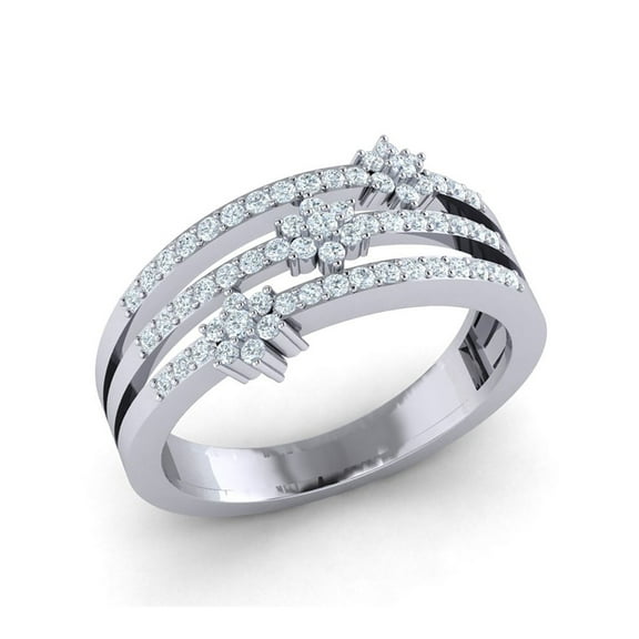 2carat Round Cut Diamond Prong 3Row Floral Modern Fancy Wedding Band Bridal Anniversary Ring Solid 14K Gold GH I1